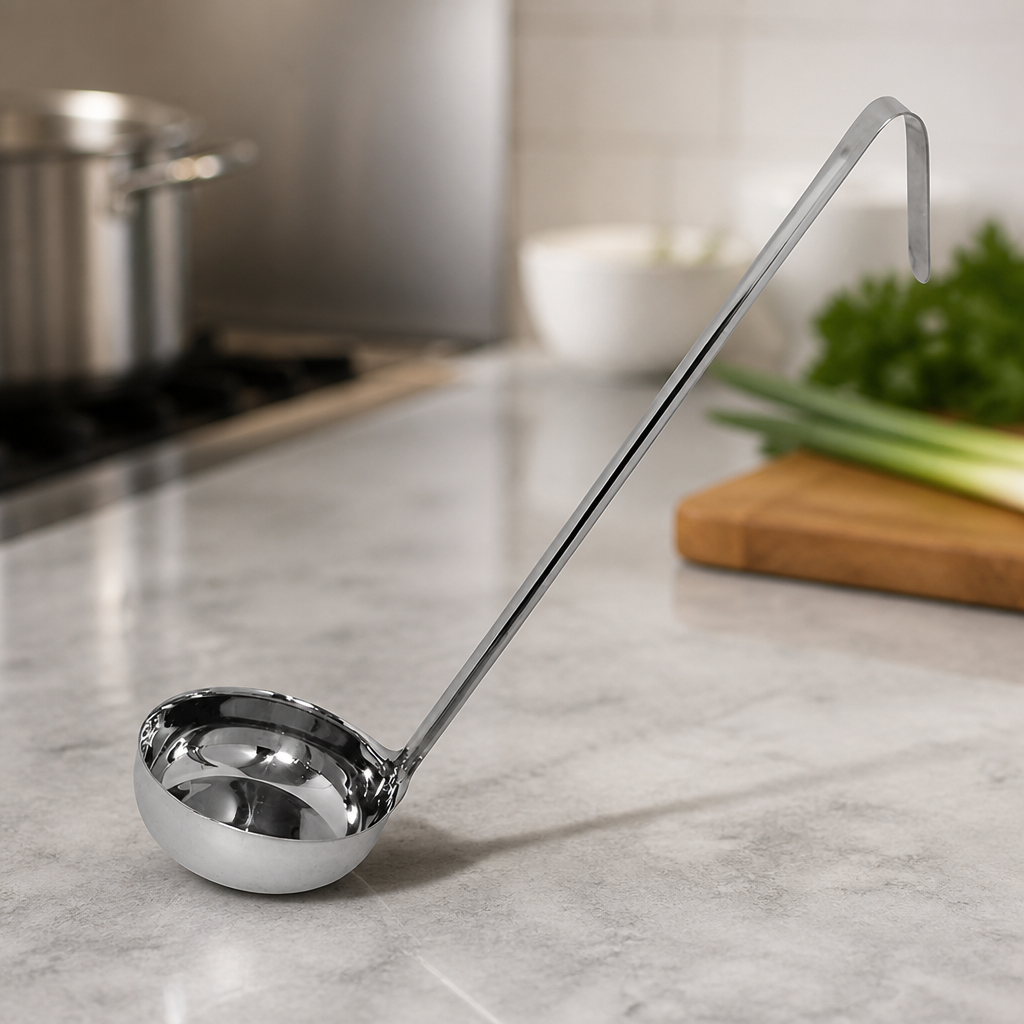 Commercial Flat Bottom Ladle 112ml Stainless Steel Kitchen Tool
