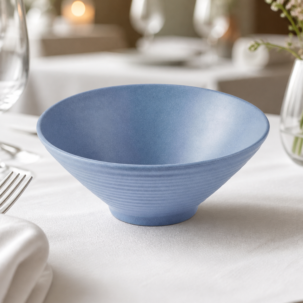 Commercial Melamine Medium Rippled Bowl 1.57 Ltr Oslo Blue