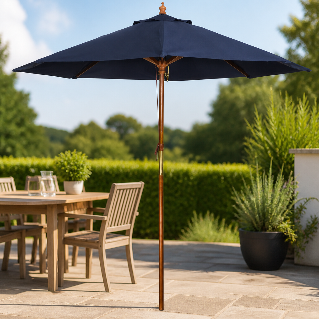Commercial 3m Diameter Round Parasol Navy Blue Canopy