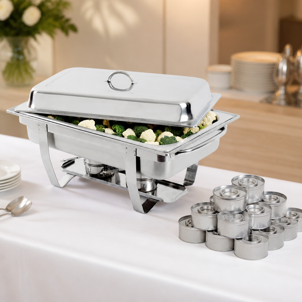 Commercial Chafing Dish Set with 24 Fuel Tins for Buffets