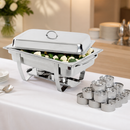 Commercial Chafing Dish Set with 24 Fuel Tins for Buffets
