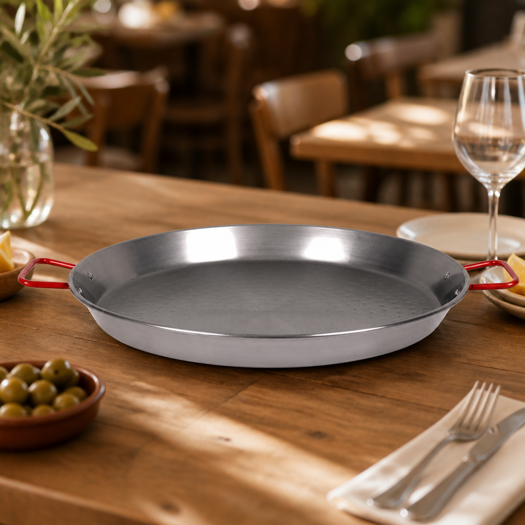 Commercial Carbon Steel Paella Pan 46cm Heavy Duty Cooking