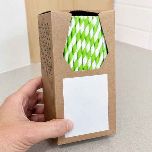 Commercial 6mm Bore Green & Striped Paper Straws 250 Pack