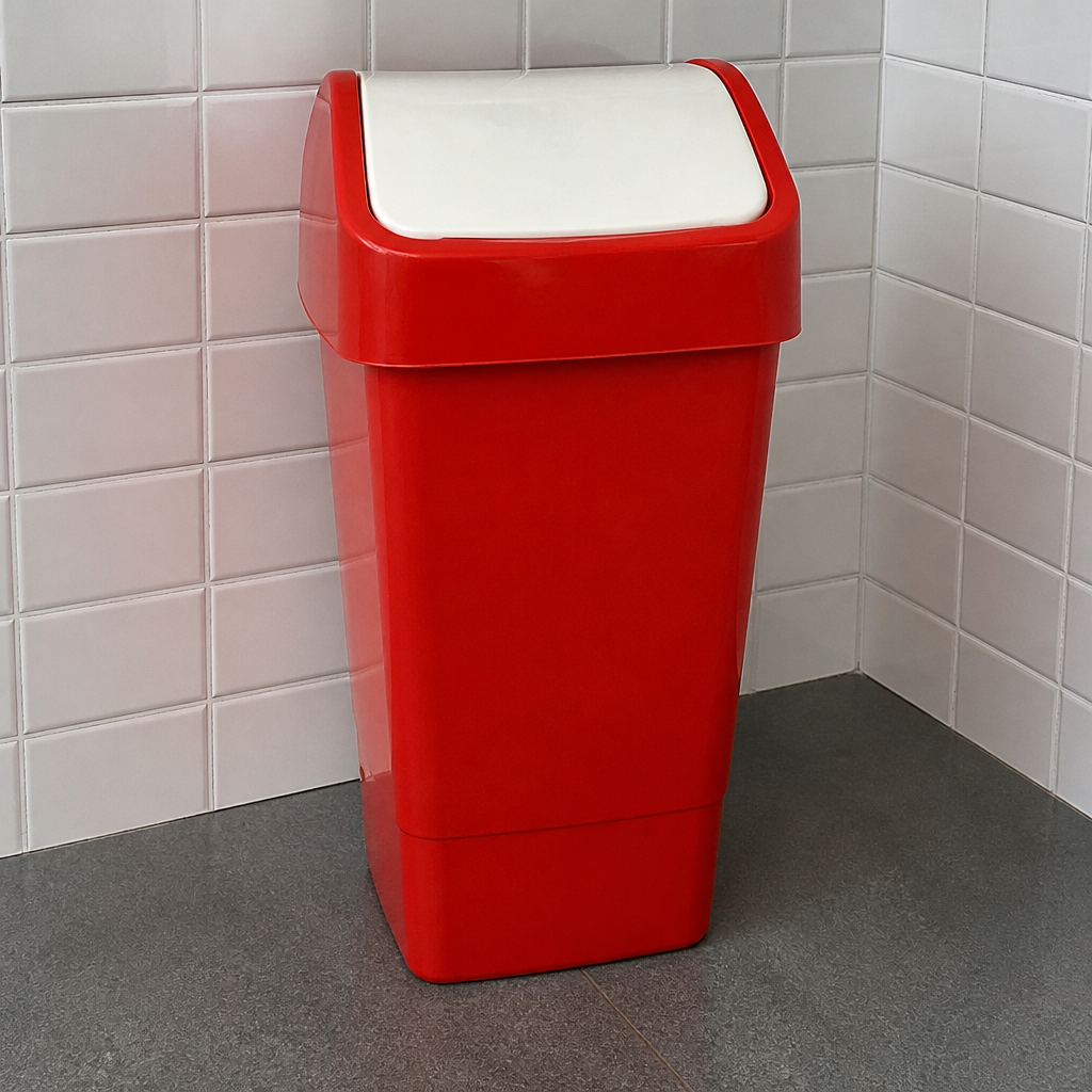 50L Commercial Swing Top Bin in Red for waste management