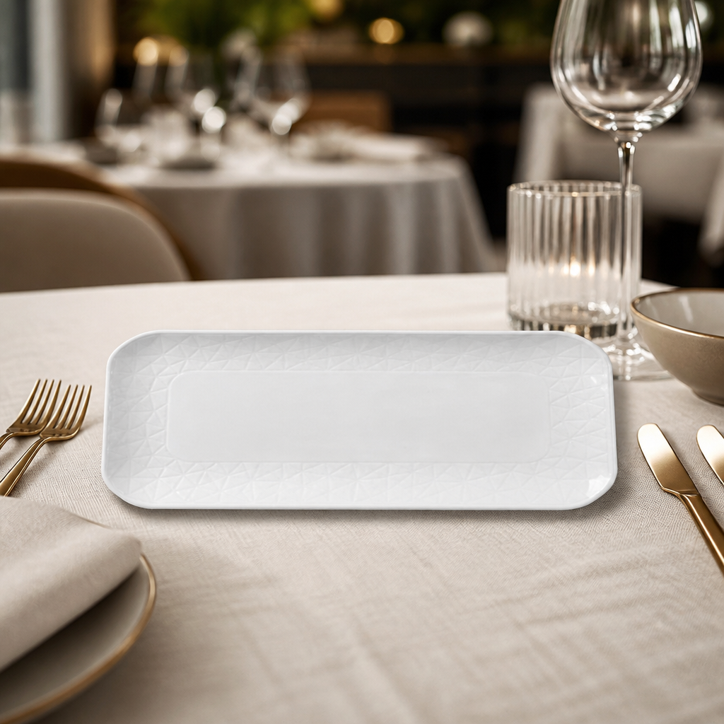 Commercial Oblong Serving Trays 265mm Vitrified China 6 Pack