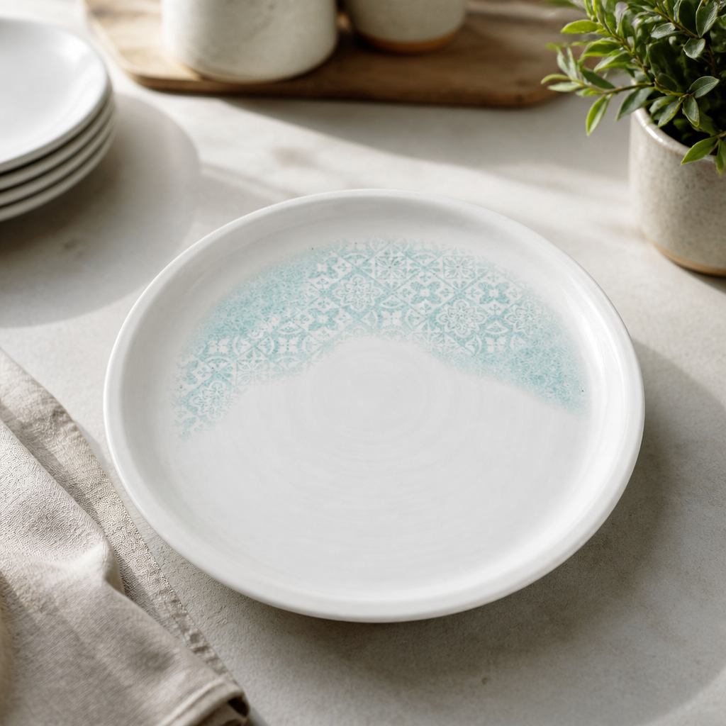 Commercial Walled Plates 210mm Aquamarine Ceramic 6 Pack