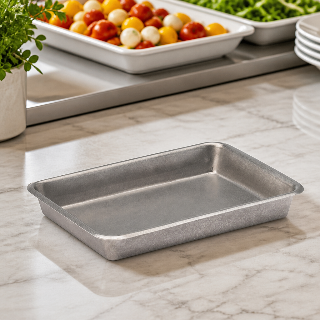 Commercial Vintage Steel Serving Trays Set of Six 230x165mm