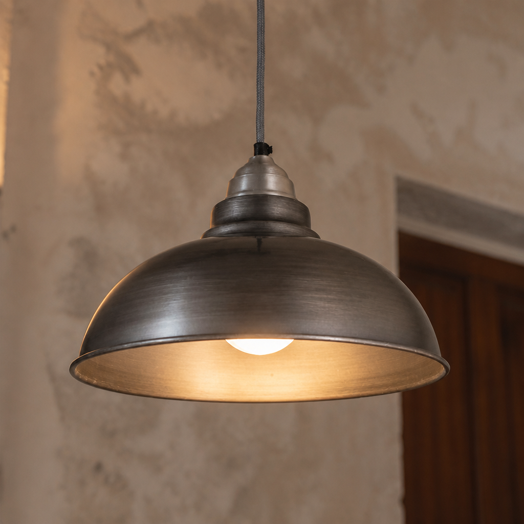 Vintage Industrial Pendant Light 305mm Dark Pewter Shade