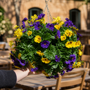 22" Artificial Pansy Ball Hanging Basket for Commercial Spaces