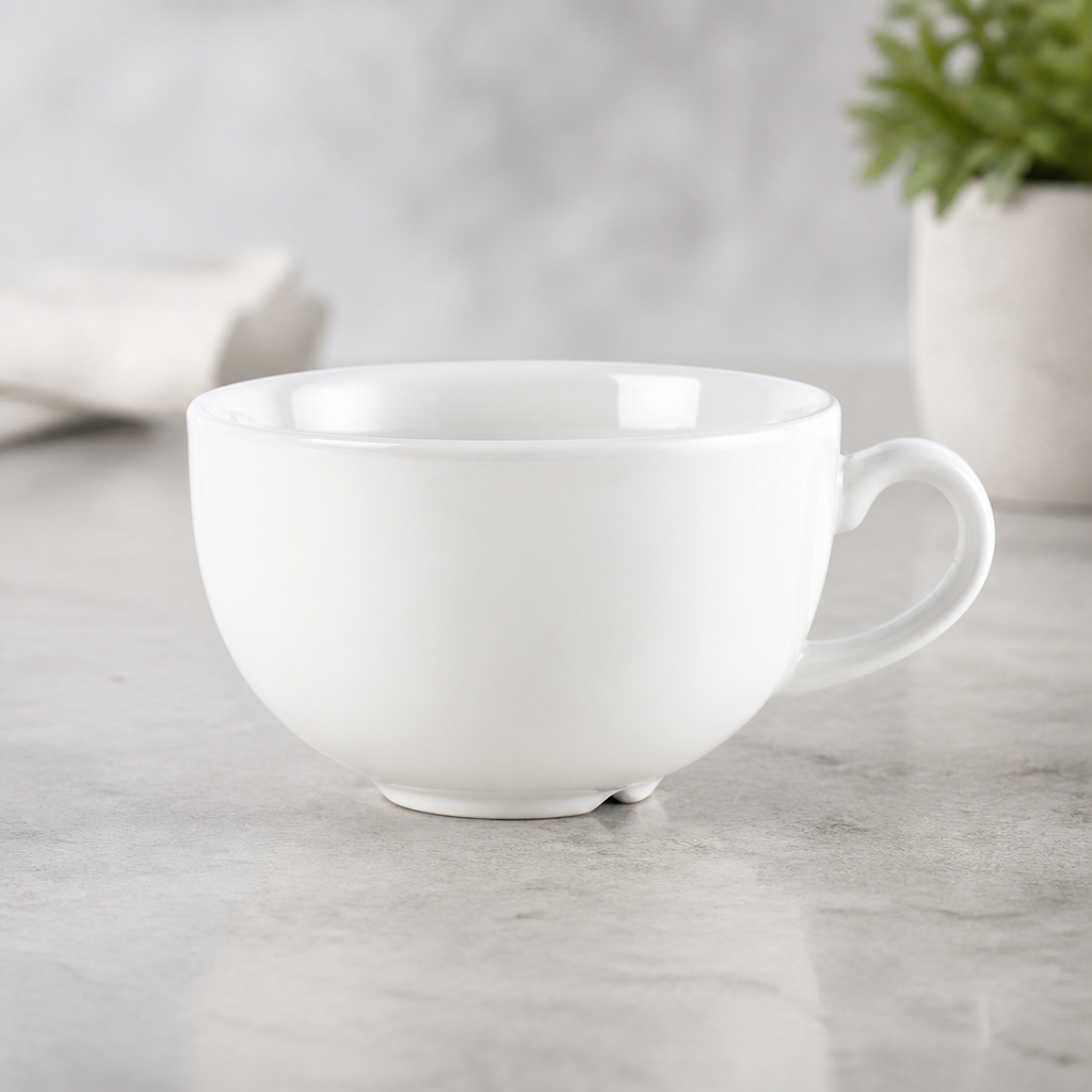 340ml Commercial Cappuccino Cups Plain Whiteware 24 Pack