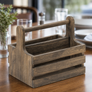 Medium Wooden Condiment Holder Caddy for Tabletop Organisation
