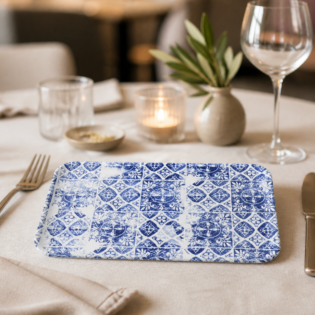 Commercial Rectangular Platters Porto Blue 179mm 12 Pack