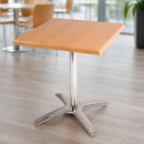 Commercial Square Beech Tabletop with Chrome Base 710mm High
