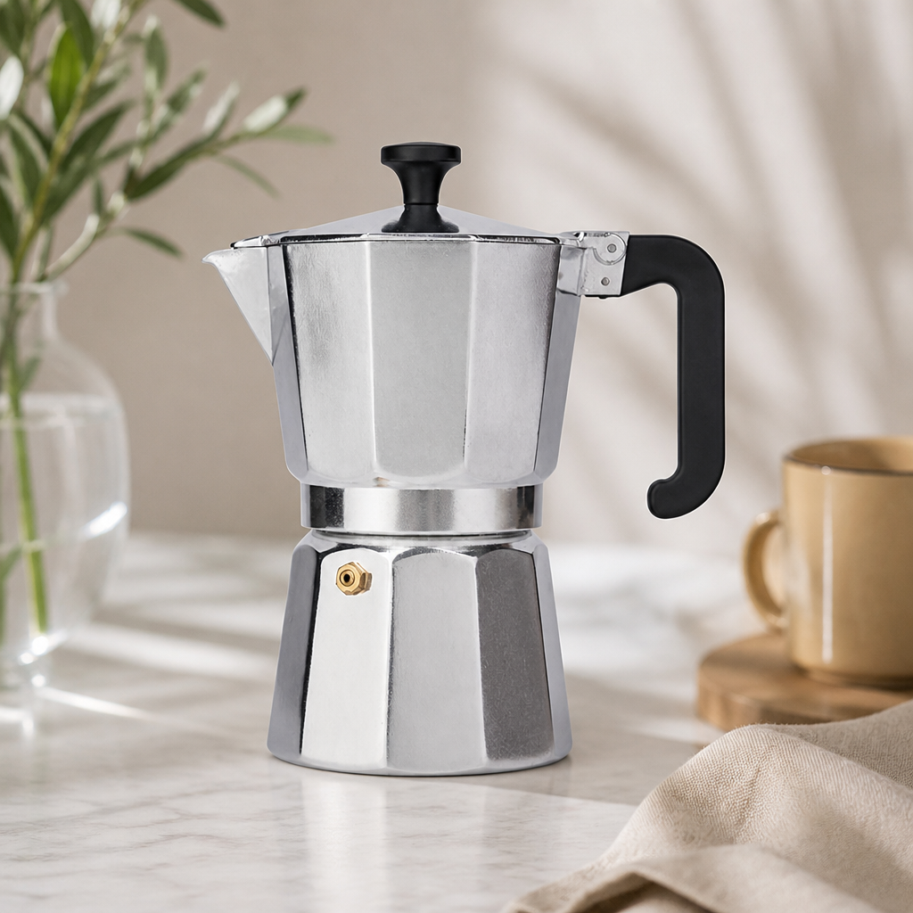 Six Cup Commercial Espresso Maker Cafetière for Traditional Hobs