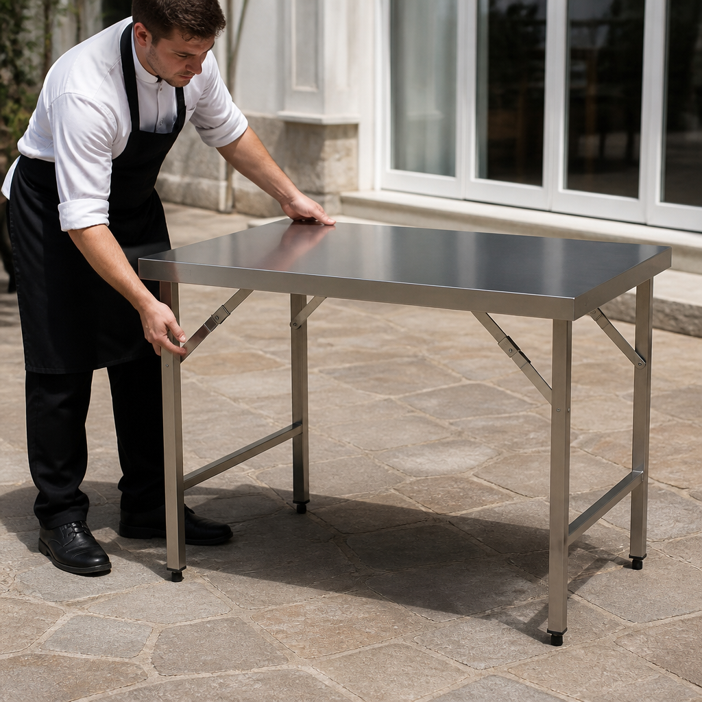 Commercial Stainless Steel Folding Table 1200mm Portable Surface