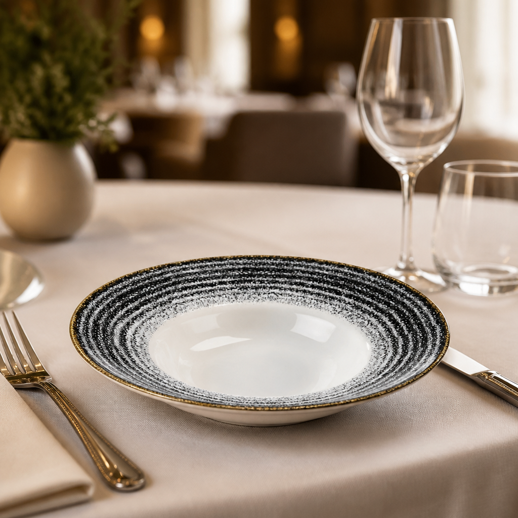 Commercial Wide Rim Bowls 240mm Charcoal Black 12 Pack