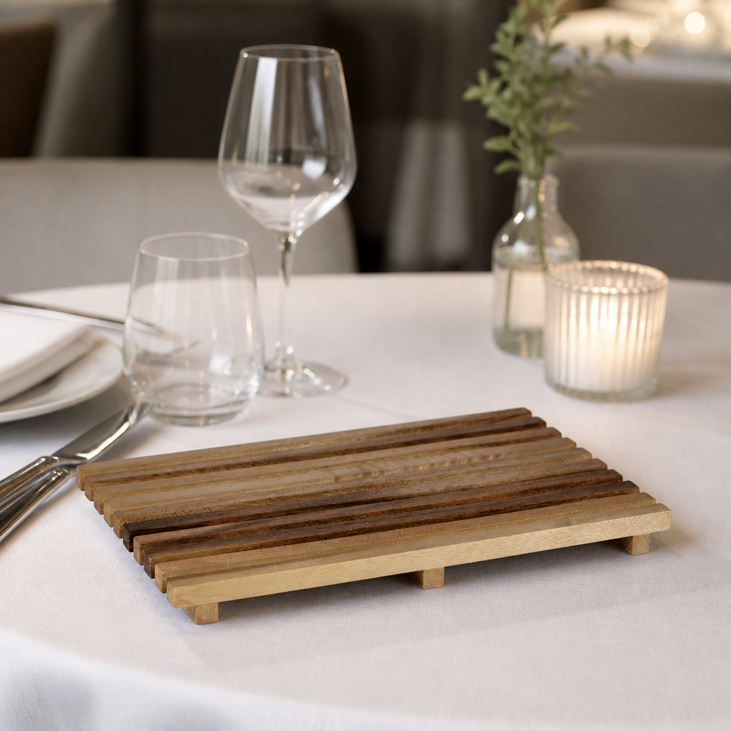 Set of 4 wooden rectangular bread boards 234x373mm