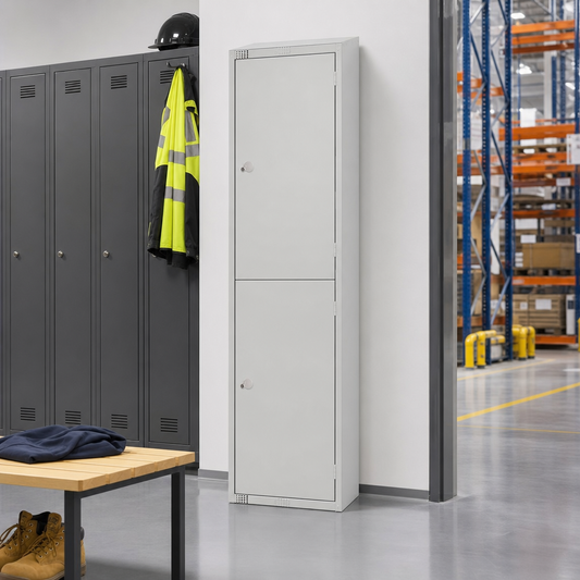 2 Door Metal Storage Lockers with Sloping Top and Antibacterial Finish