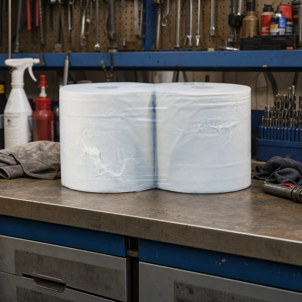 2-Ply White Wiping Roll Pack of 2