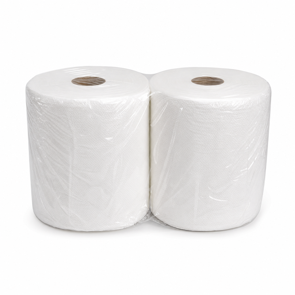 2-Ply White Wiping Roll Pack of 2