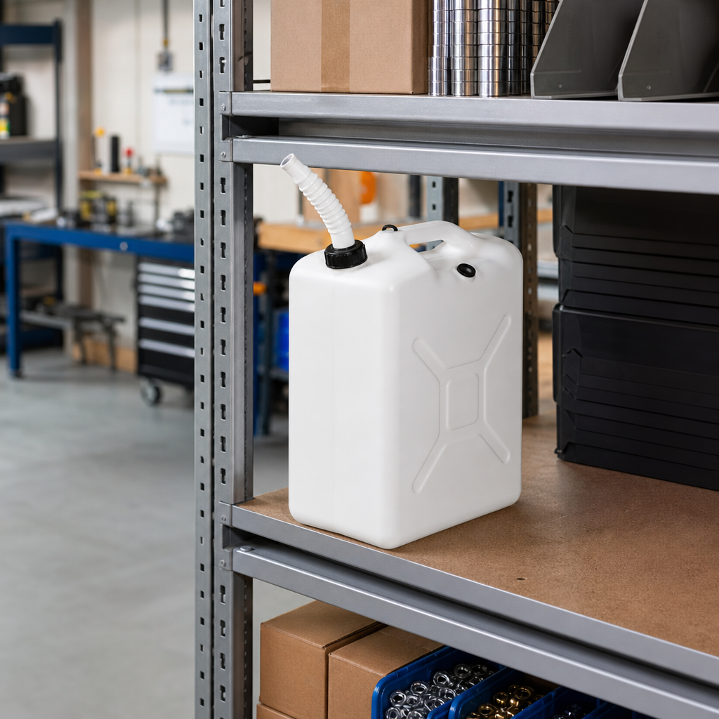 20 Litre White Jerrycan with Pouring Spout