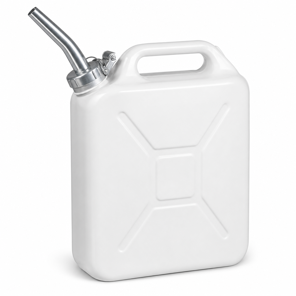 20 Litre White Jerrycan with Pouring Spout