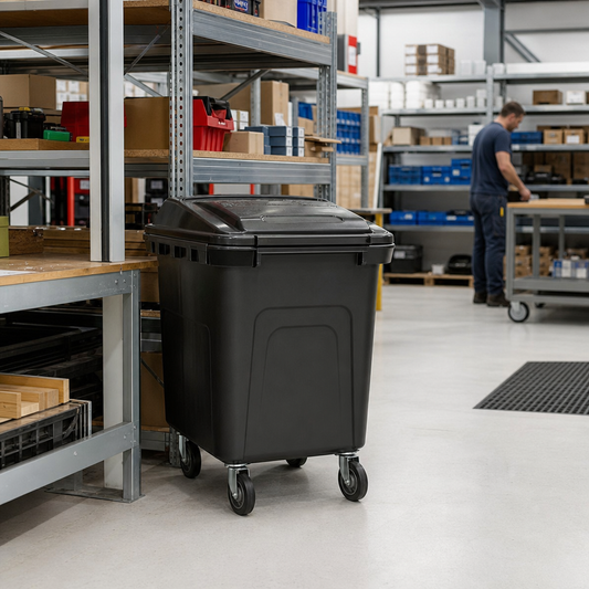 200L Plastic Bottle Skip Waste Bin on 4 Wheels