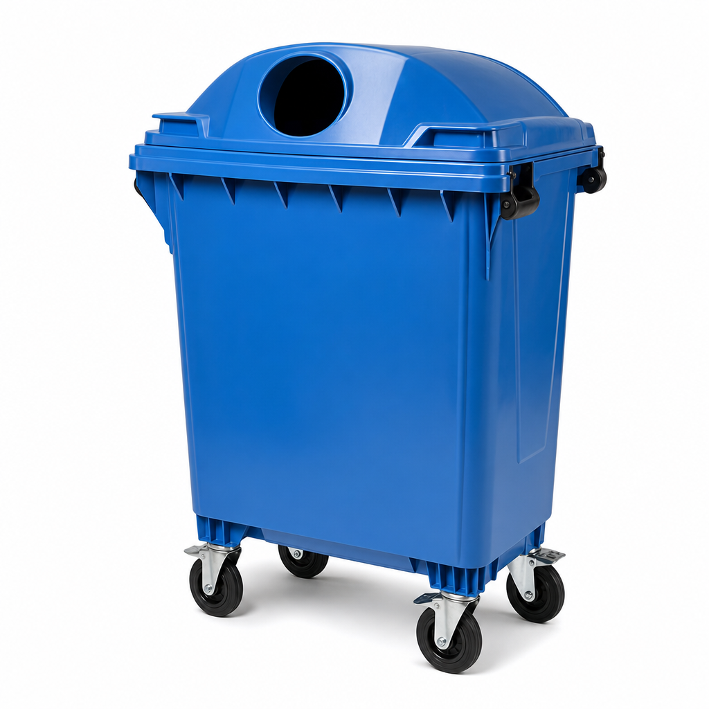 200L Plastic Bottle Skip Waste Bin on 4 Wheels