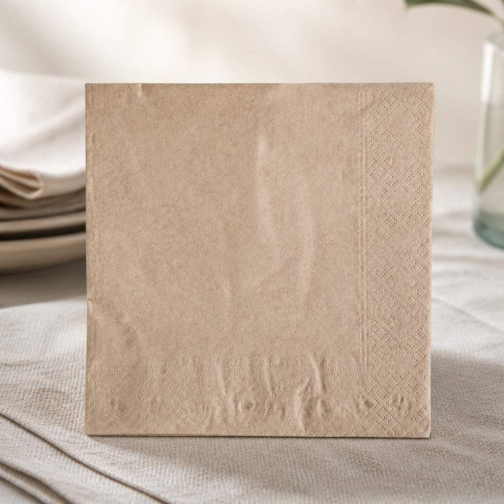 Commercial Kraft Paper Lunch Napkins 33x33cm 2-Ply 2000 Pack