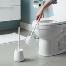 Premium White Toilet Brush and Holder - Essential Bathroom Cleaning Tool with Durable Design