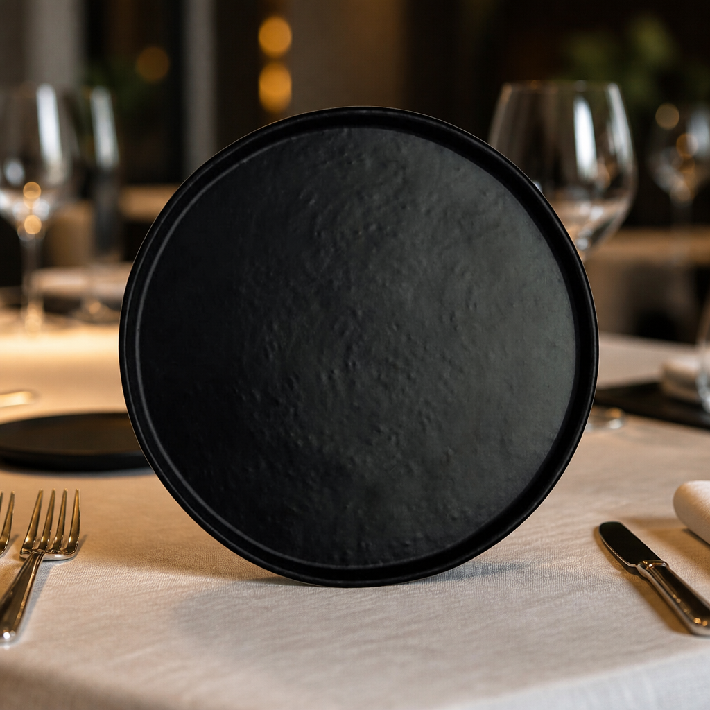 Commercial Melamine Round Plates 273mm Black 12 Pack