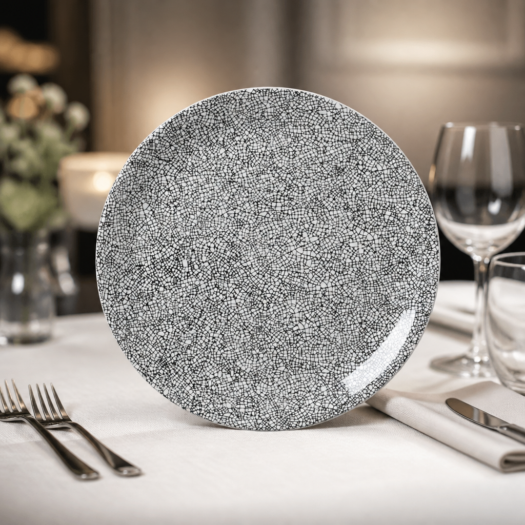Commercial Coupe Plates 300mm Black Crackle Finish 12 Pack