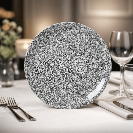 Commercial Coupe Plates 300mm Black Crackle Finish 12 Pack