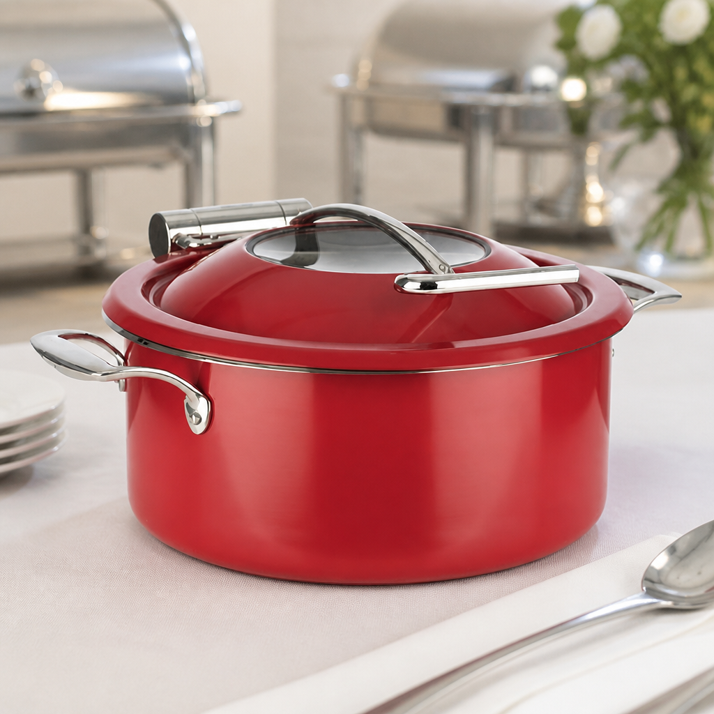 Commercial Chafing Dish Set 305mm Red Stainless Steel