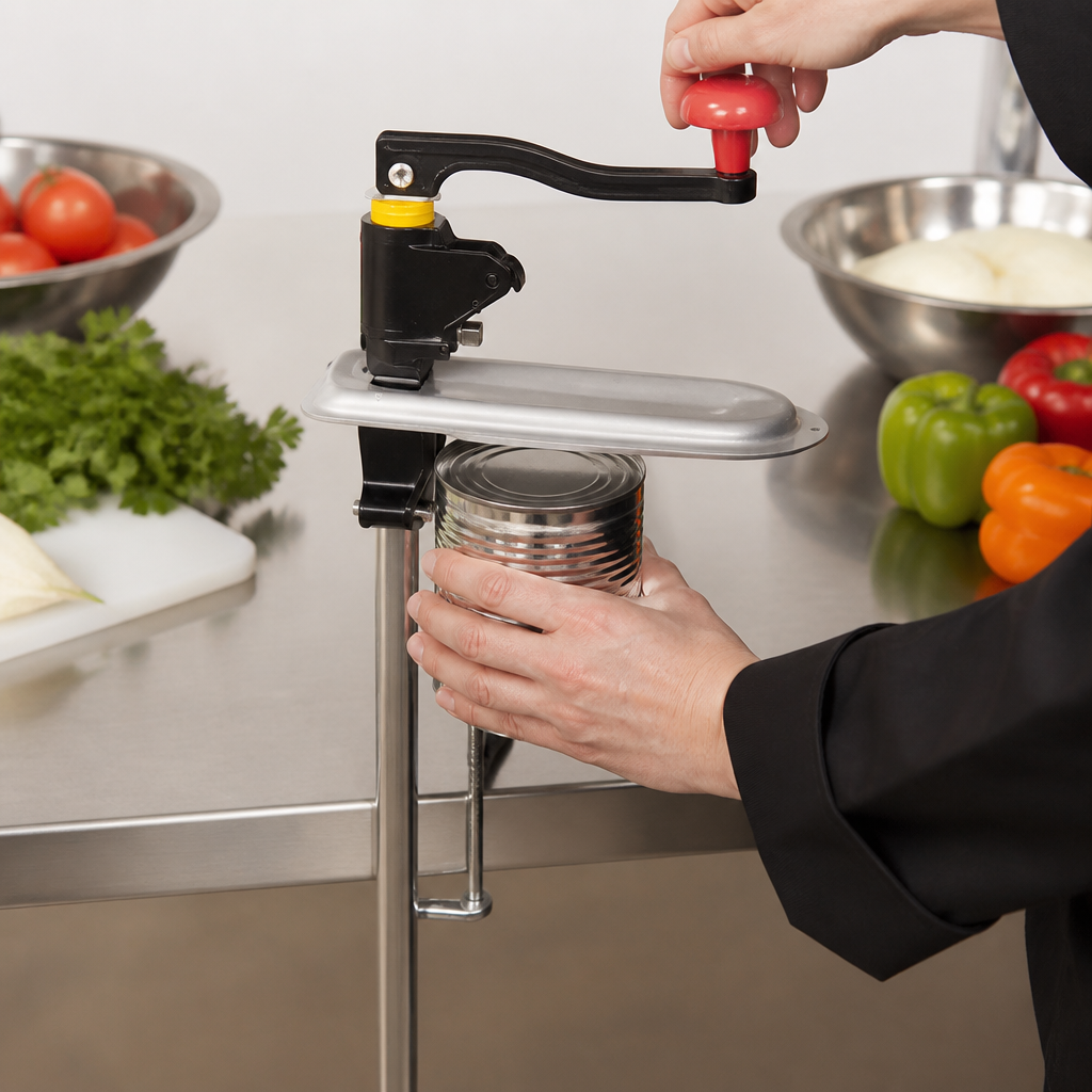 Heavy duty commercial bench can opener for 16 inch cans