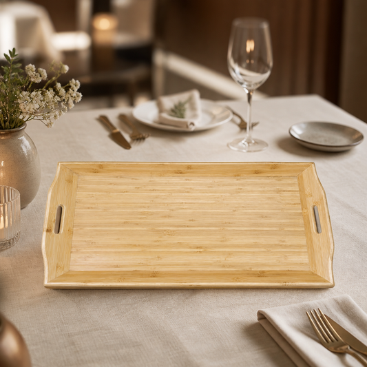 Commercial Wooden Tray 584x381mm Eco-Friendly Bamboo Design