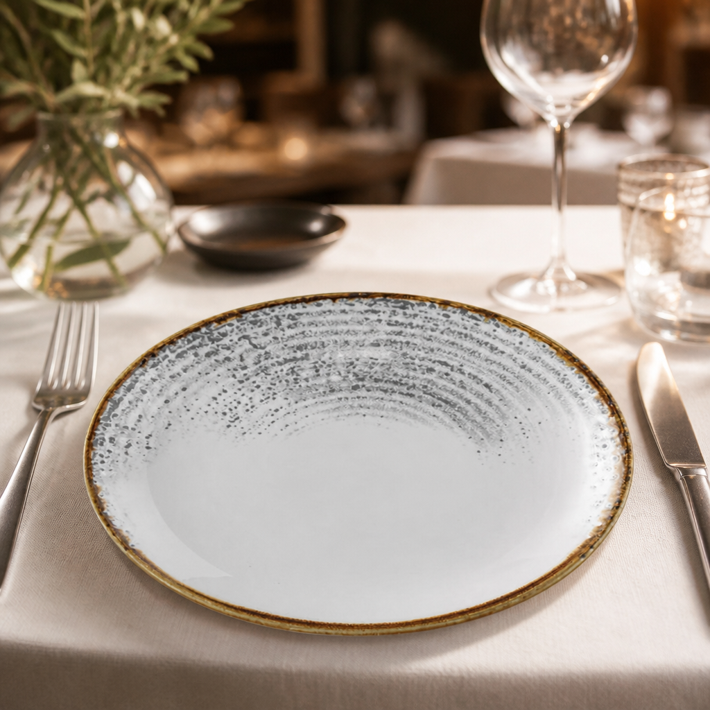 Commercial Coupe Plate 219mm Grey Super Vitrified Ceramic 12 Pack