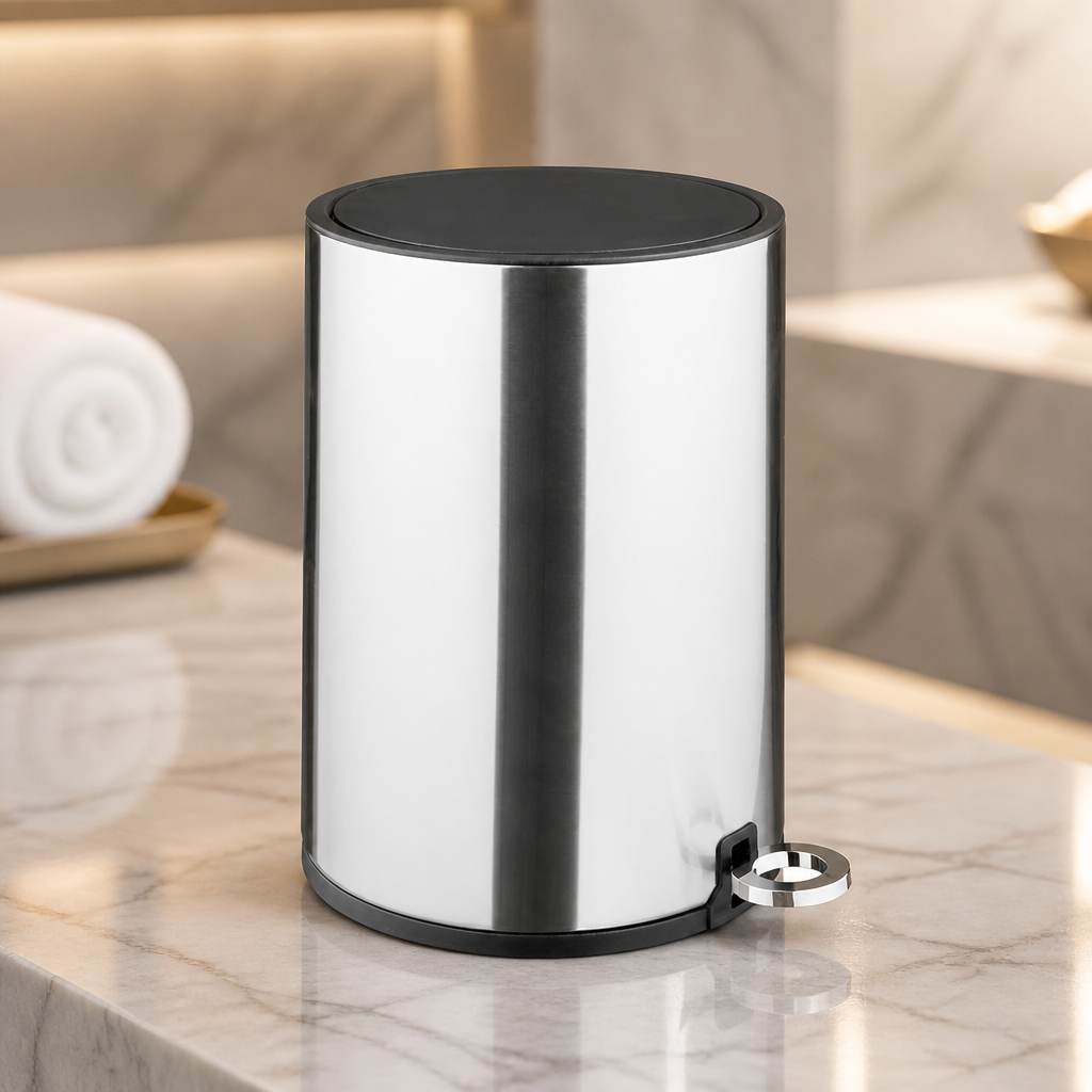 Commercial 3L Pedal Bin Brushed Steel Soft Close Waste Container