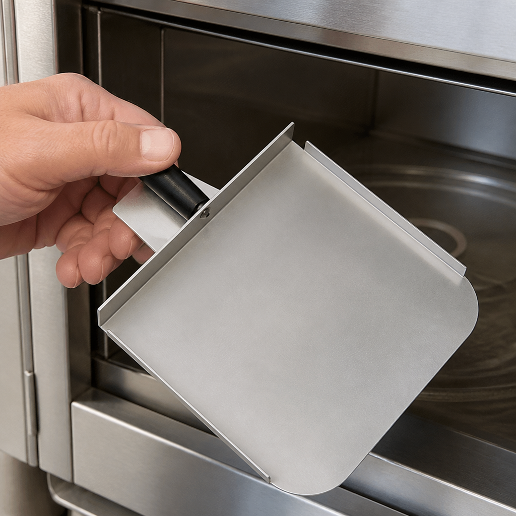Stainless steel paddle for safe food handling in commercial kitchens