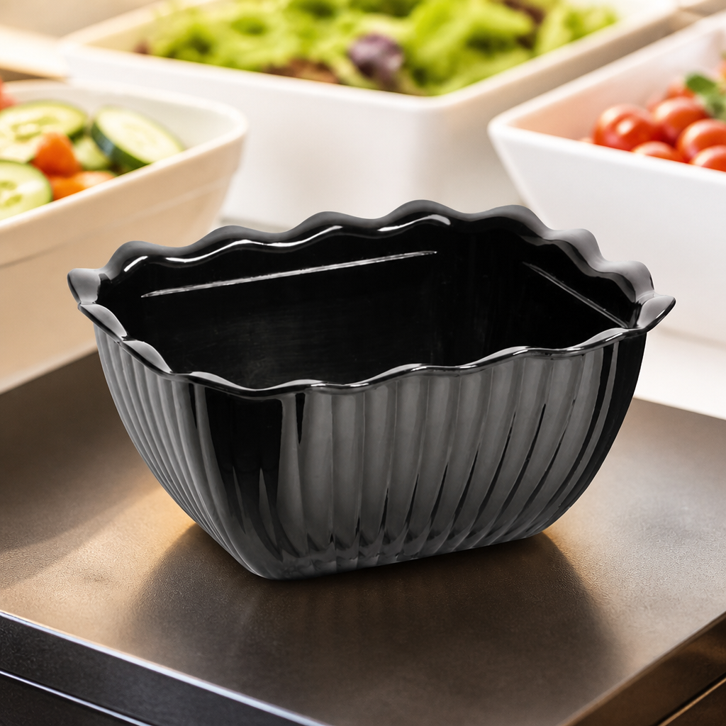 Commercial Small Salad Crock 750ml in black durable SAN plastic
