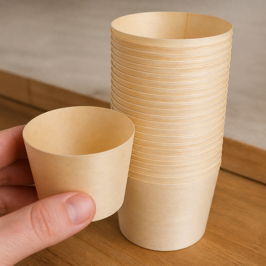 Compostable Wooden Sauce Pots 38ml Disposable Condiment Cups
