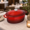 6Ltr Commercial Oval Cast Iron Casserole Dish Red