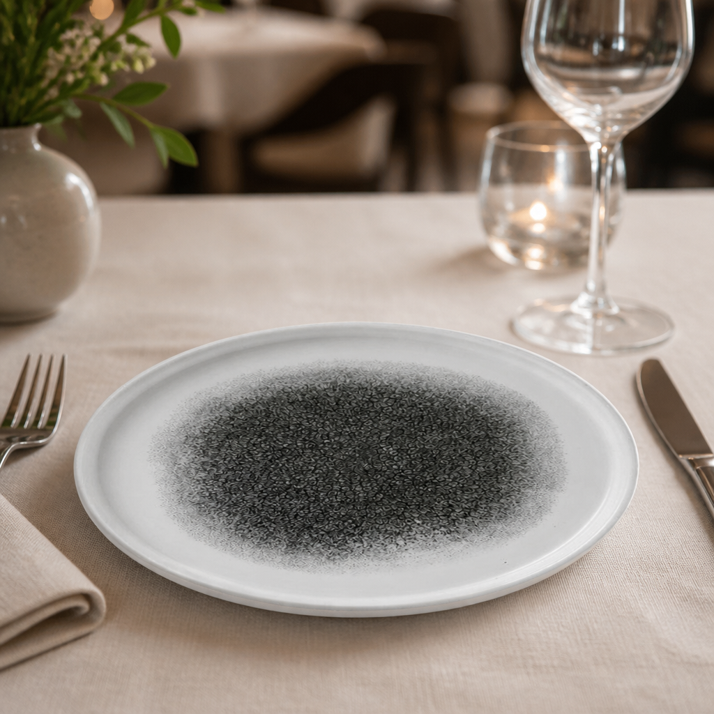 Commercial Walled Plates Black 218mm in a 6 pack