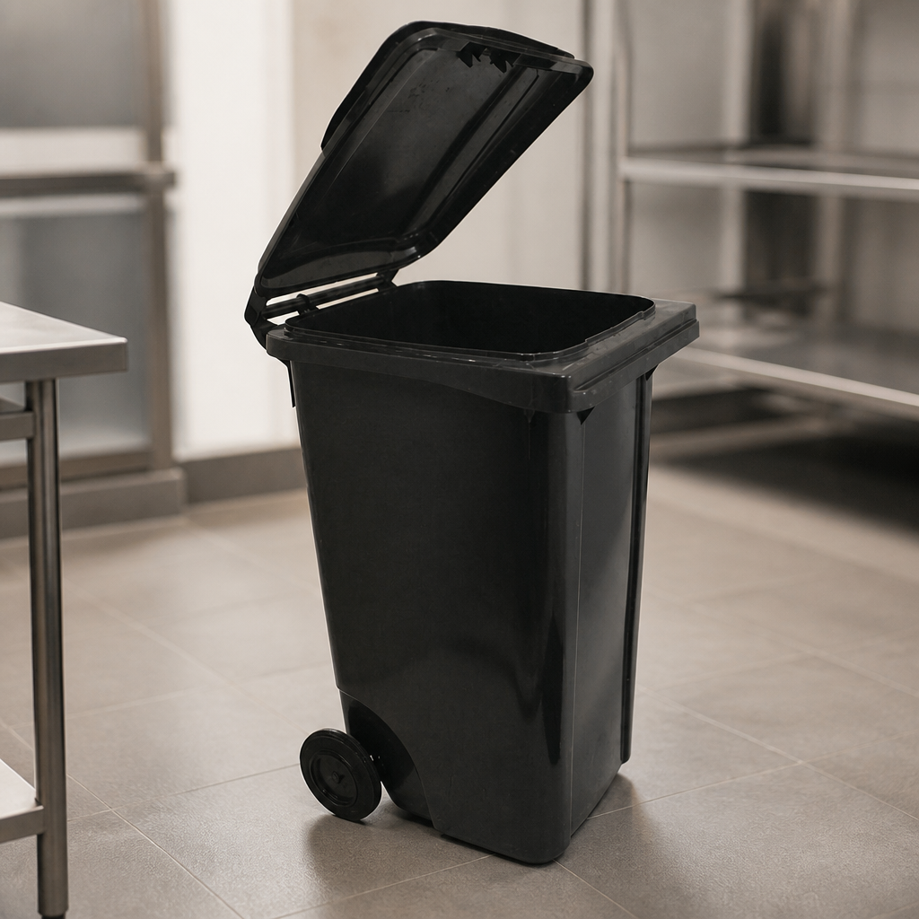 120L Commercial Black Wheelie Bin for waste management