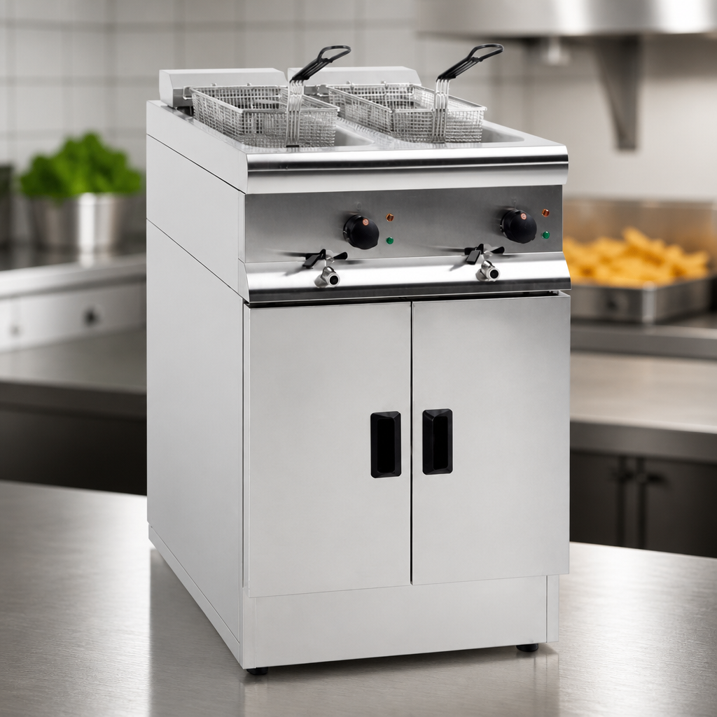 Commercial Electric Fryer 2x 9Ltr Tanks Stainless Steel