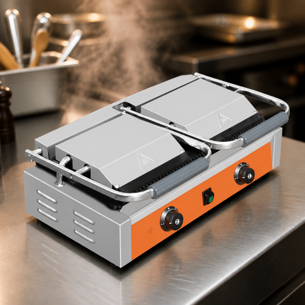 Commercial Double Contact Grill Ribbed Plates 2x210x226mm