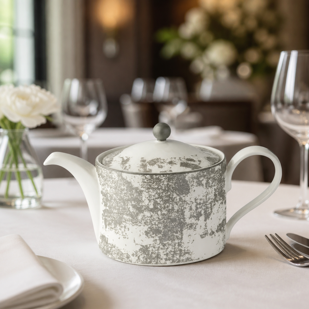 Crushed Velvet Grey Teapot 1Ltr for commercial catering