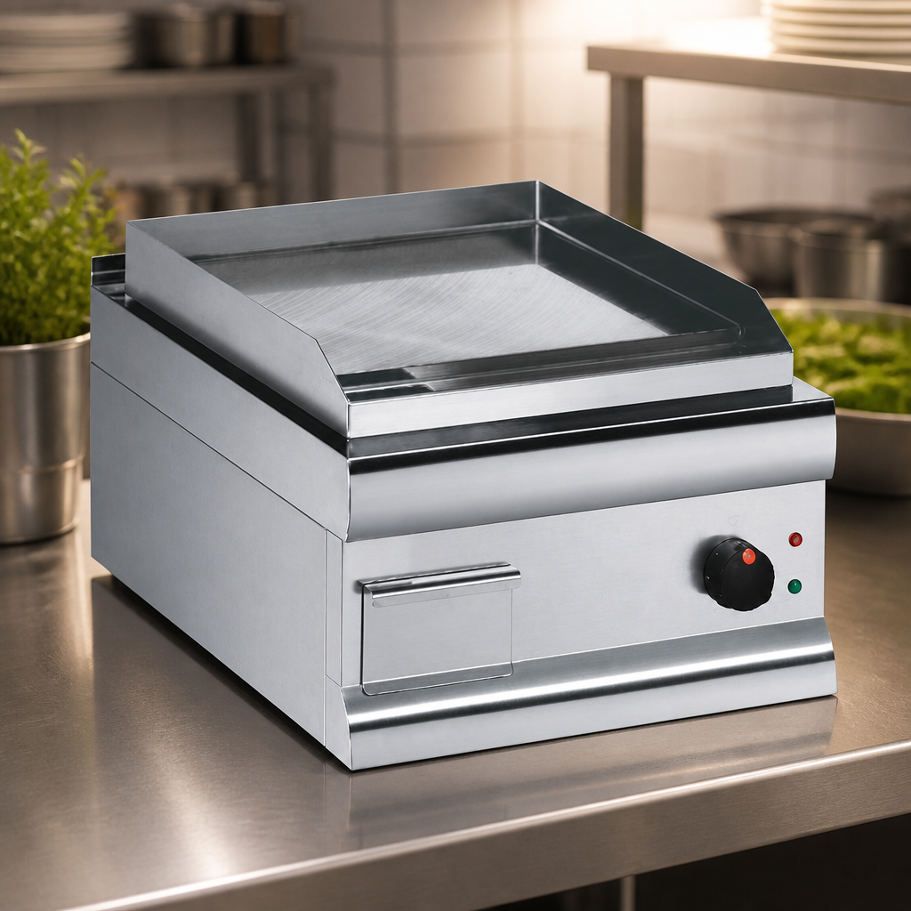 Commercial Chrome Electric Griddle 412 x 405mm Cooking Area