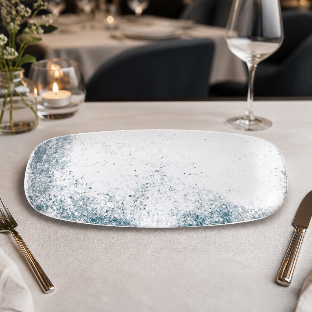 Commercial oblong plates 13 7/8 x 7 3/8 inch blue