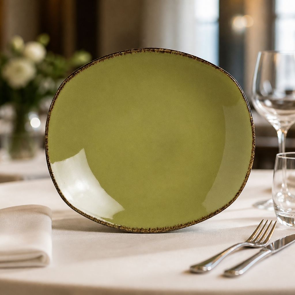 Commercial Olive Spice Plates 305mm - 12 Pack Porcelain